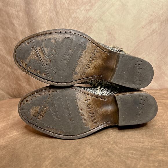 Dingo 866 Gray Snake Print Studded Buckle Strap Zip Up Leather Ankle Booties - Picture 5 of 9